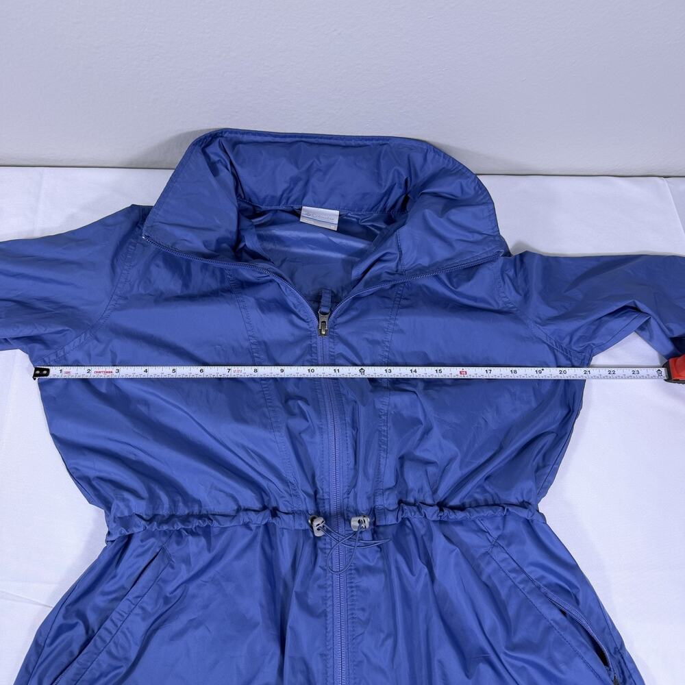 Columbia Women’s Blue Sustina Windbreaker, Cinched Waist, Stowaway Hoodie M - Picture 8 of 16